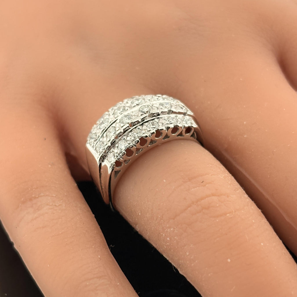 Neo-Vintage Diamond Cluster Ring in 14k White Gold – 1.34ctw