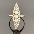 Antique Victorian Old Mine Diamond and Opal 14k Gold Cluster Ring