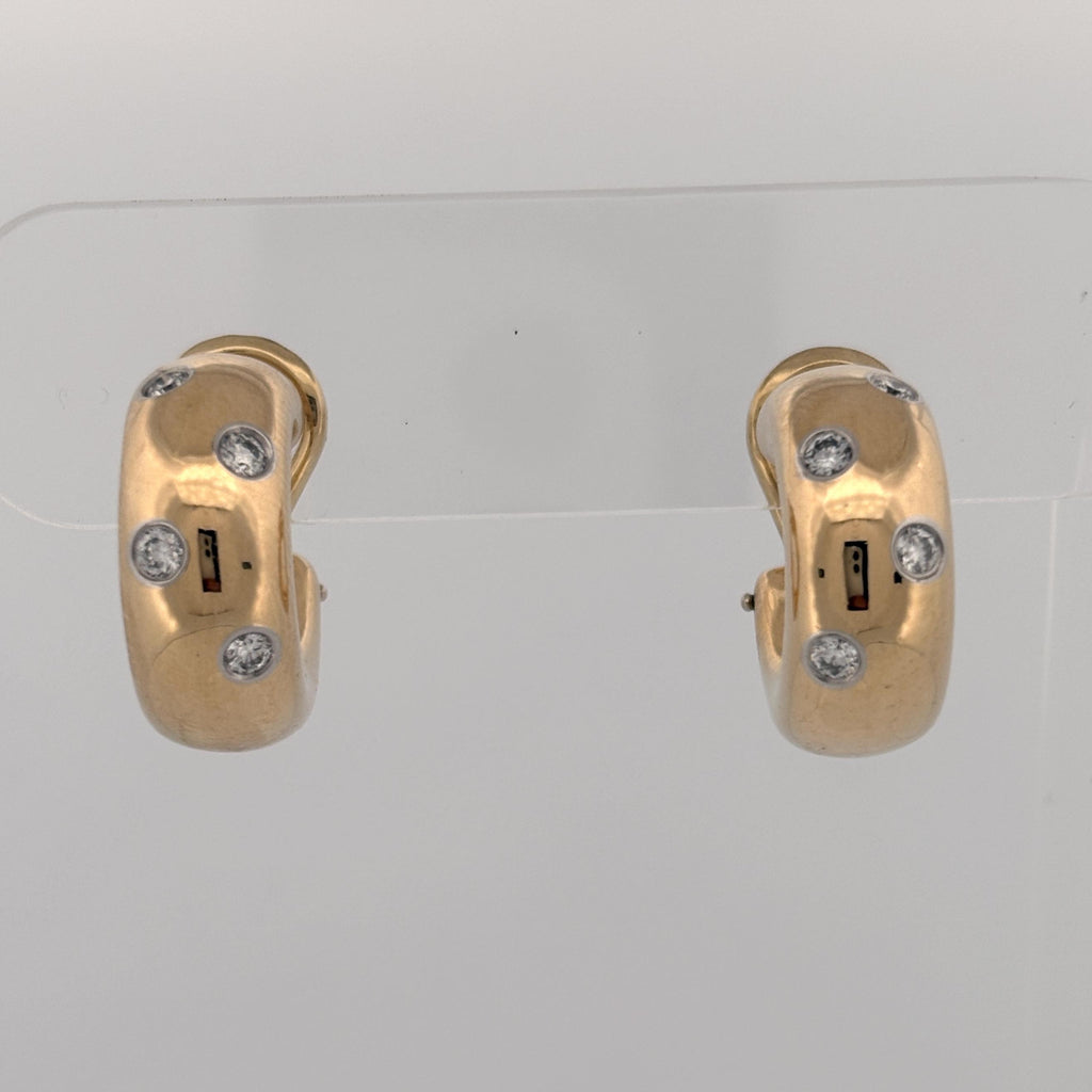 Tiffany & Co Etoile Diamond Hoop Earrings 18k Yellow Gold and Platinum