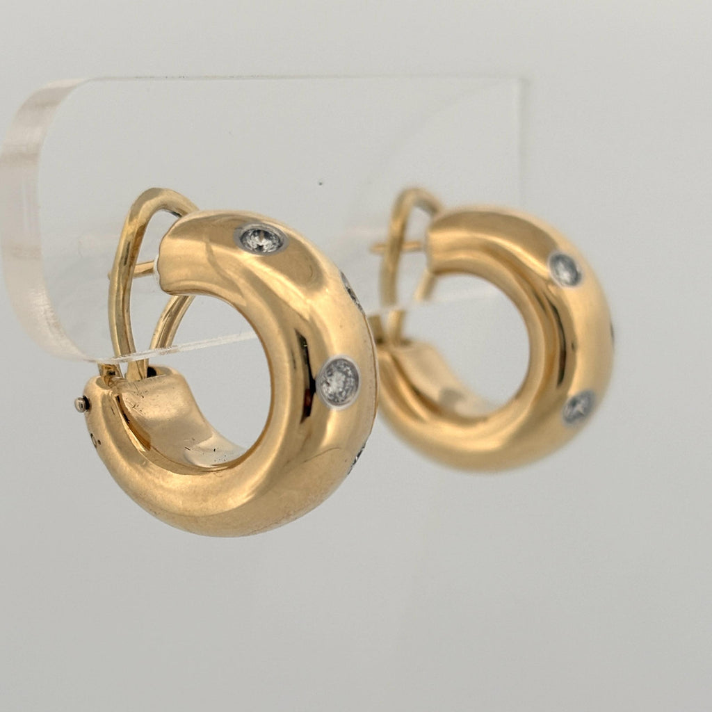 Tiffany & Co Etoile Diamond Hoop Earrings 18k Yellow Gold and Platinum
