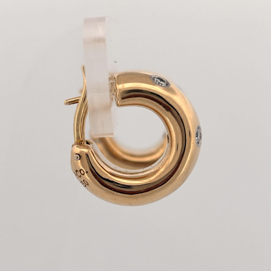Tiffany & Co Etoile Diamond Hoop Earrings 18k Yellow Gold and Platinum