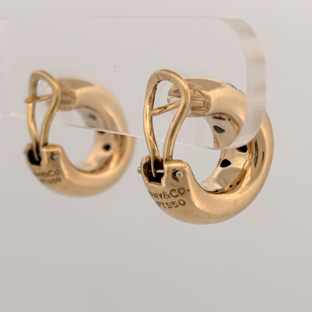 Tiffany & Co Etoile Diamond Hoop Earrings 18k Yellow Gold and Platinum