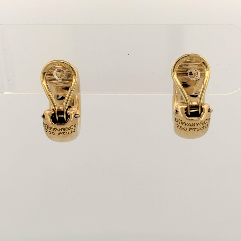 Tiffany & Co Etoile Diamond Hoop Earrings 18k Yellow Gold and Platinum