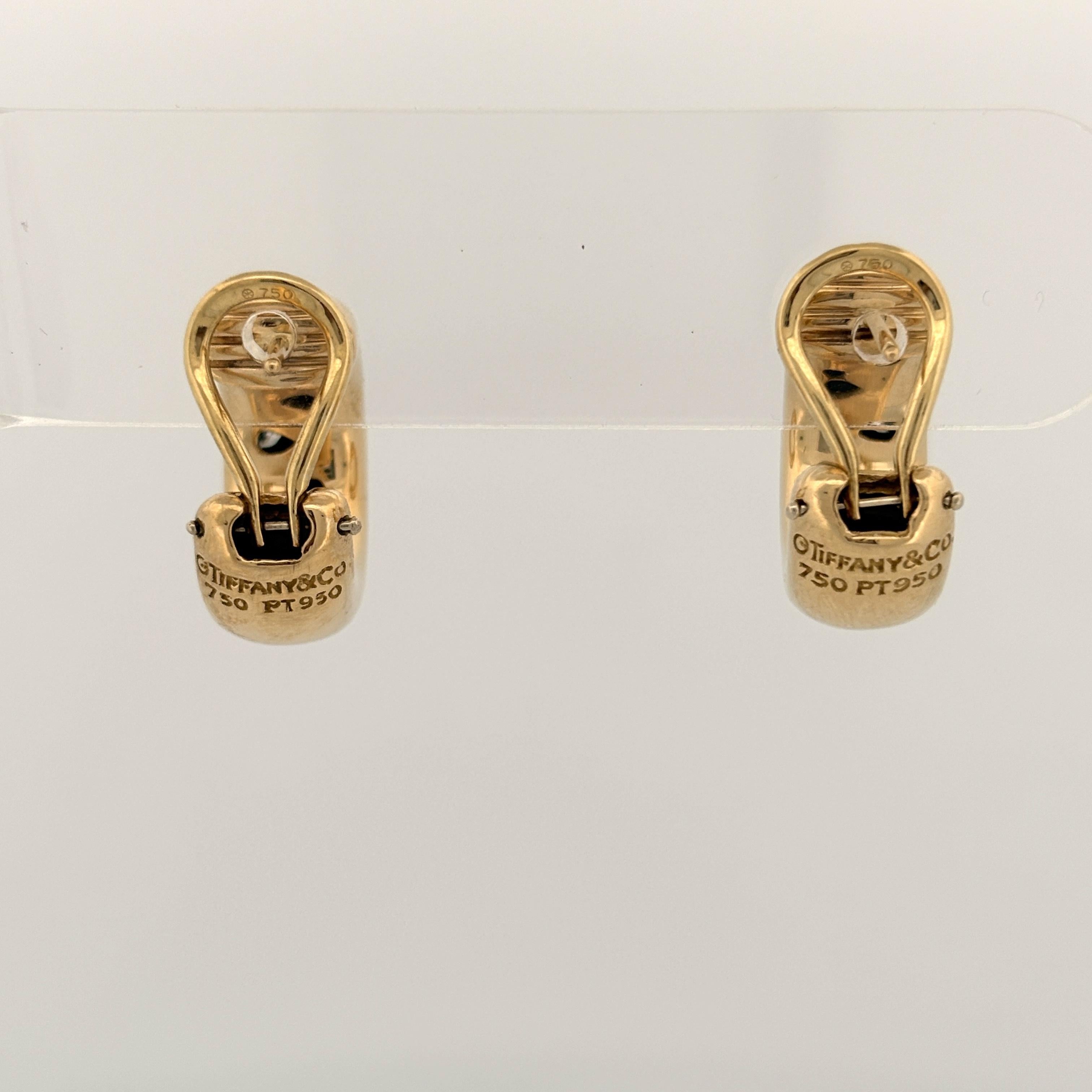 Tiffany & Co Etoile Diamond Hoop Earrings 18k Yellow Gold and Platinum