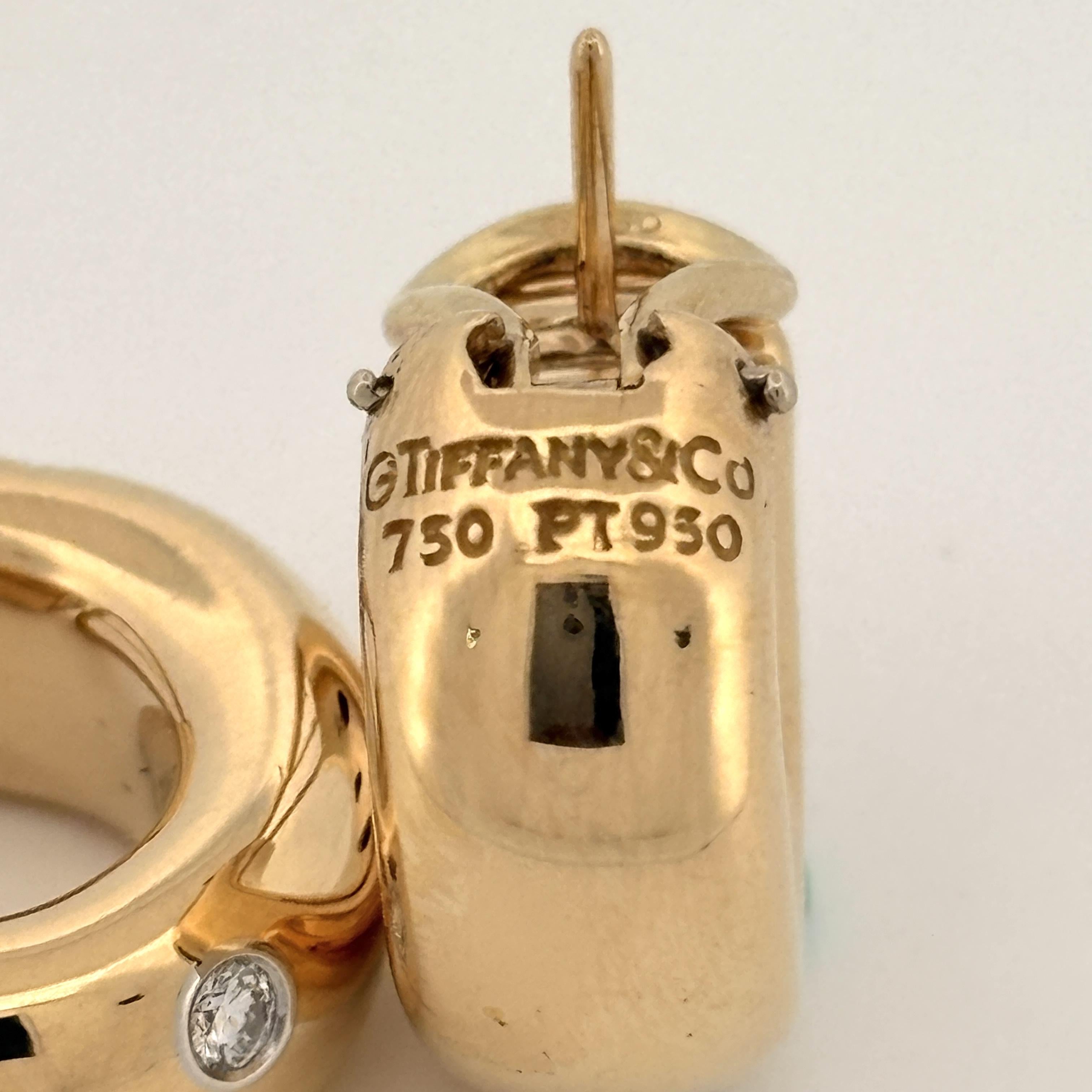 Tiffany & Co Etoile Diamond Hoop Earrings 18k Yellow Gold and Platinum