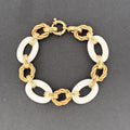 White Ceramic & 14k Gold Braided Rope Link Bracelet