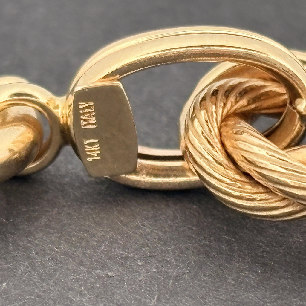 White Ceramic & 14k Gold Braided Rope Link Bracelet