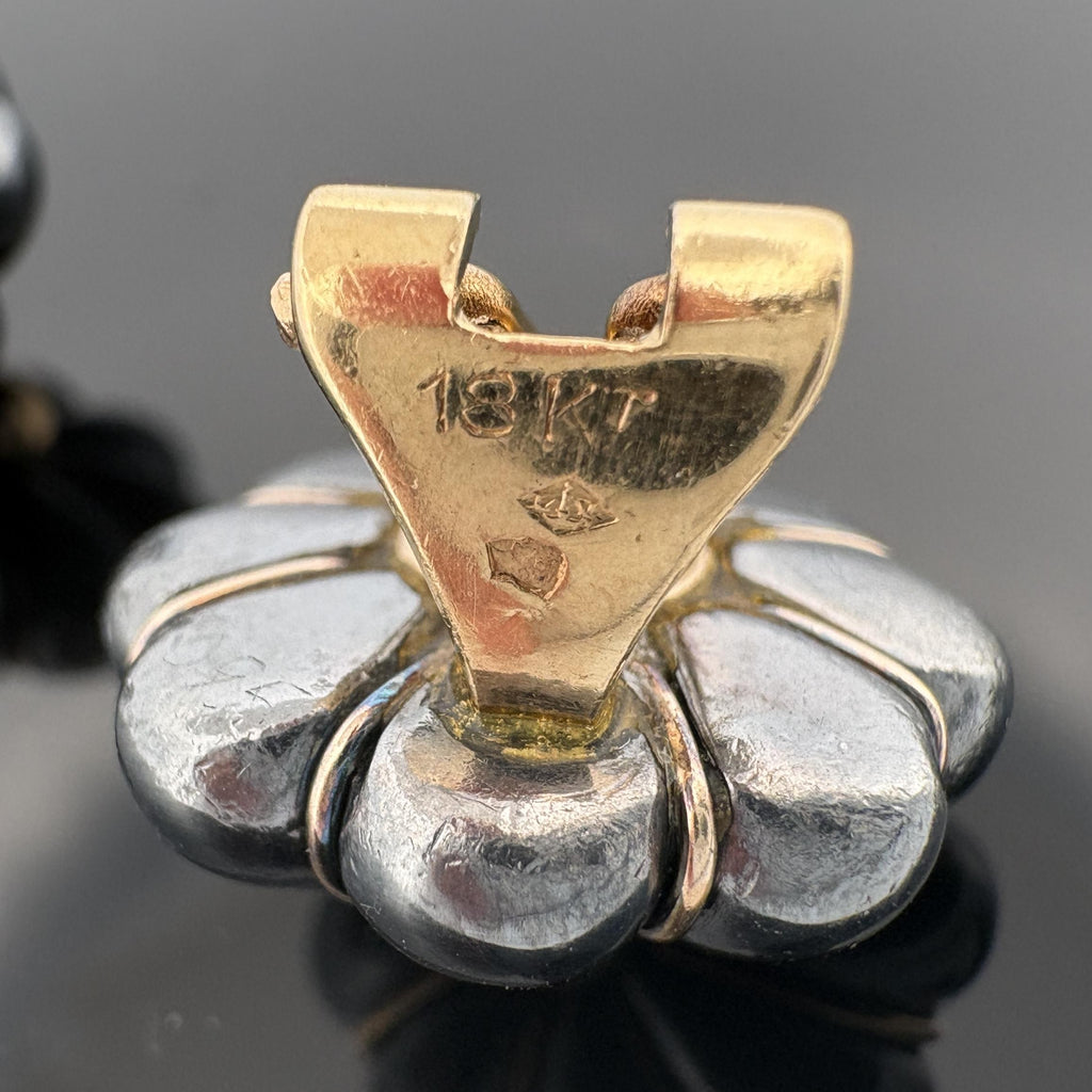 Vintage French Tiffany & Co Black Silver & 18k Gold Earrings, Lucien Vachey