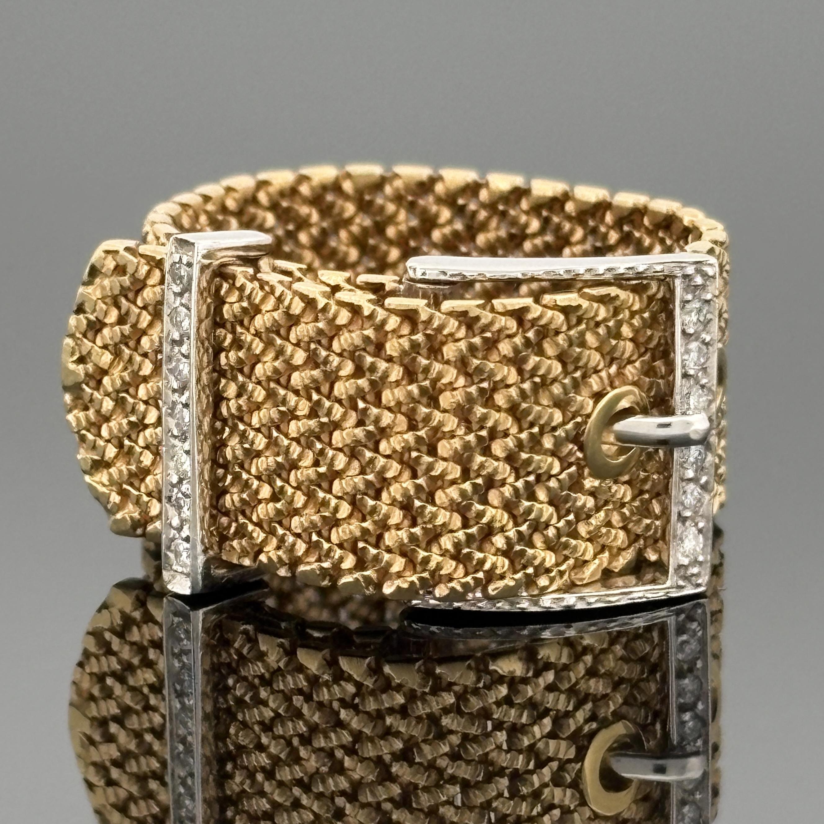 H. Stern Adjustable & Flexible 18k Gold Belt Ring w/ Diamonds Sz 8 or 6