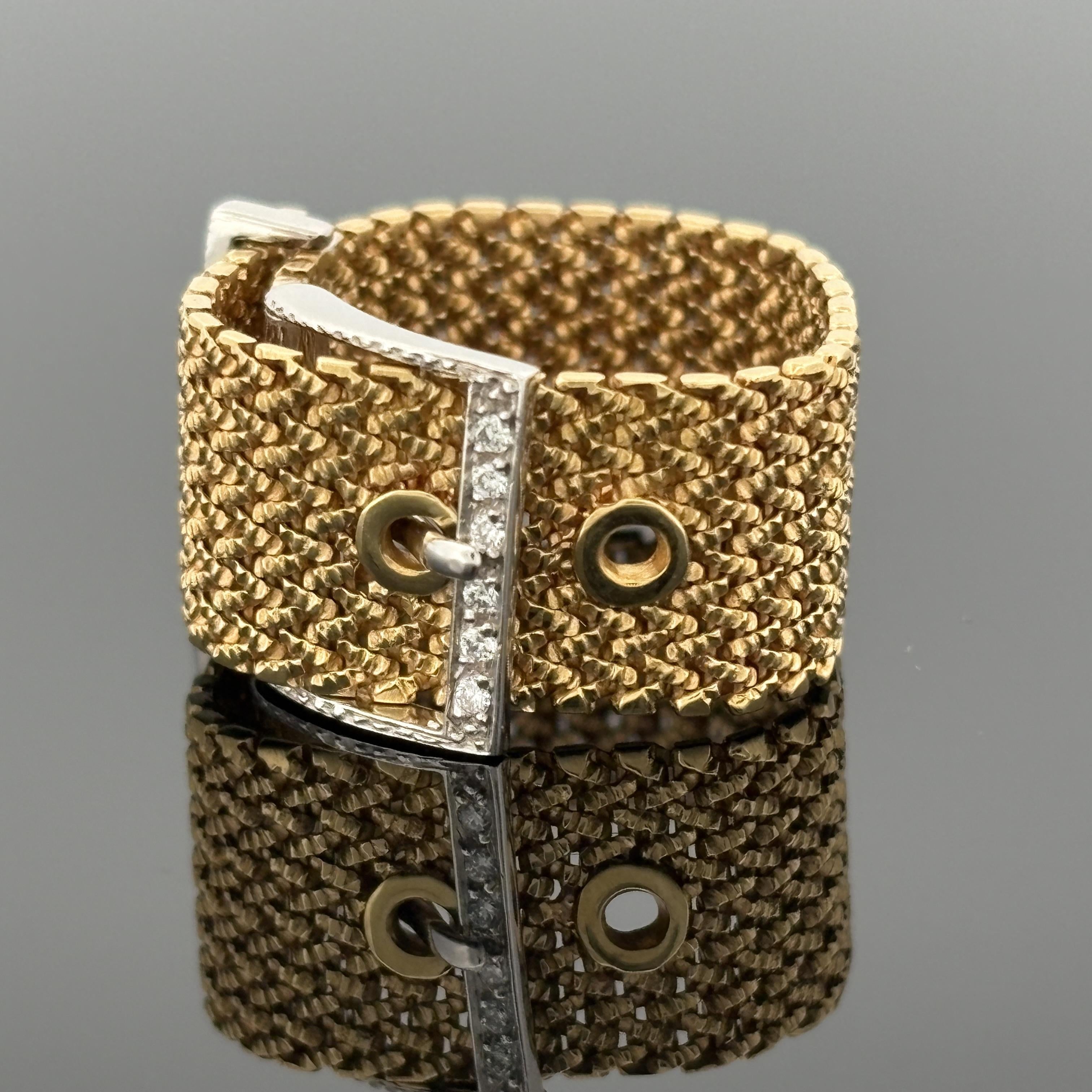 H. Stern Adjustable & Flexible 18k Gold Belt Ring w/ Diamonds Sz 8 or 6