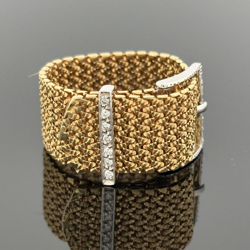 H. Stern Adjustable & Flexible 18k Gold Belt Ring w/ Diamonds Sz 8 or 6