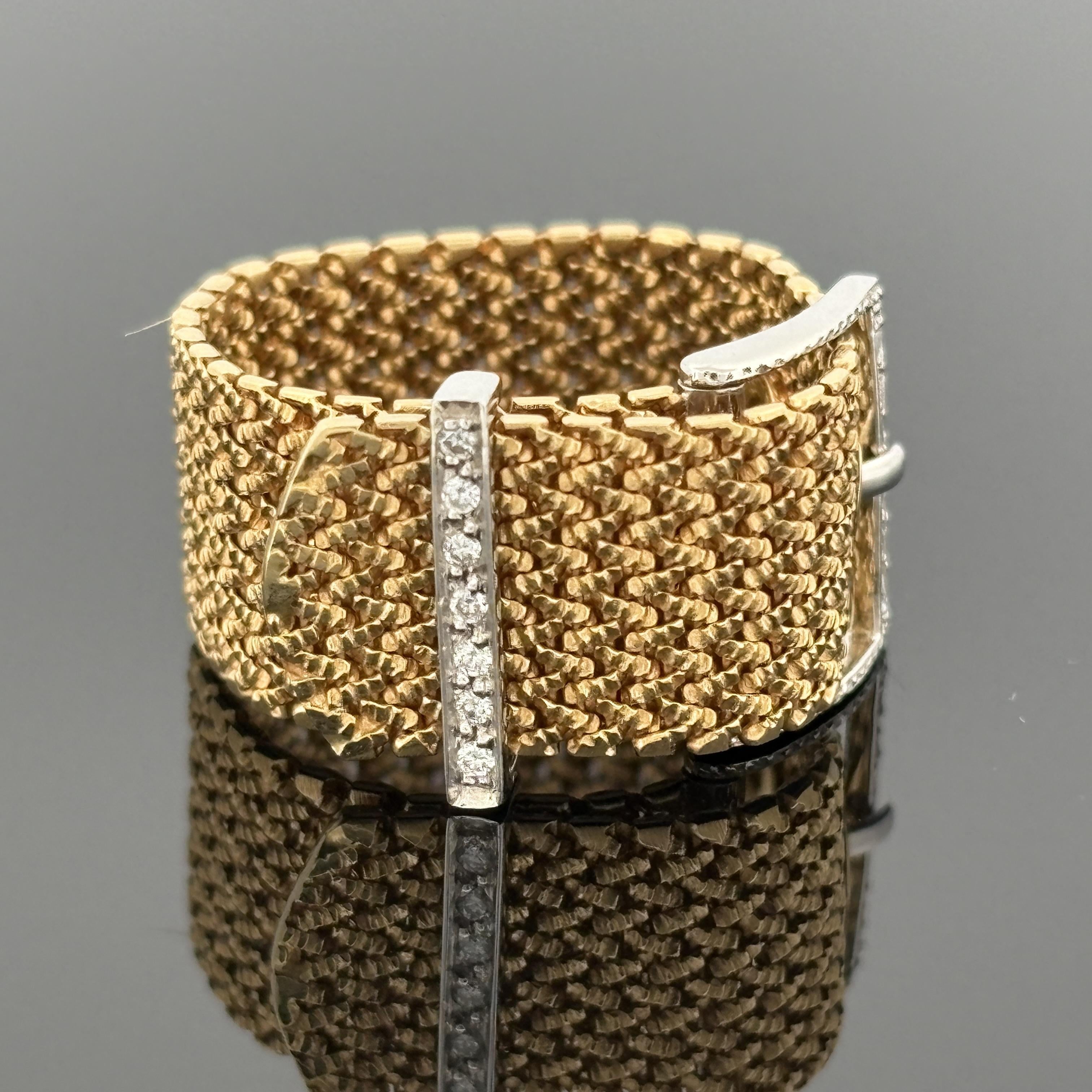 H. Stern Adjustable & Flexible 18k Gold Belt Ring w/ Diamonds Sz 8 or 6