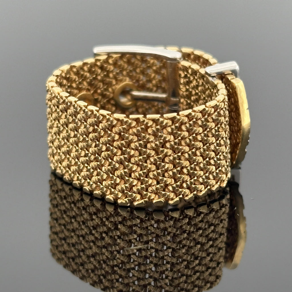 H. Stern Adjustable & Flexible 18k Gold Belt Ring w/ Diamonds Sz 8 or 6