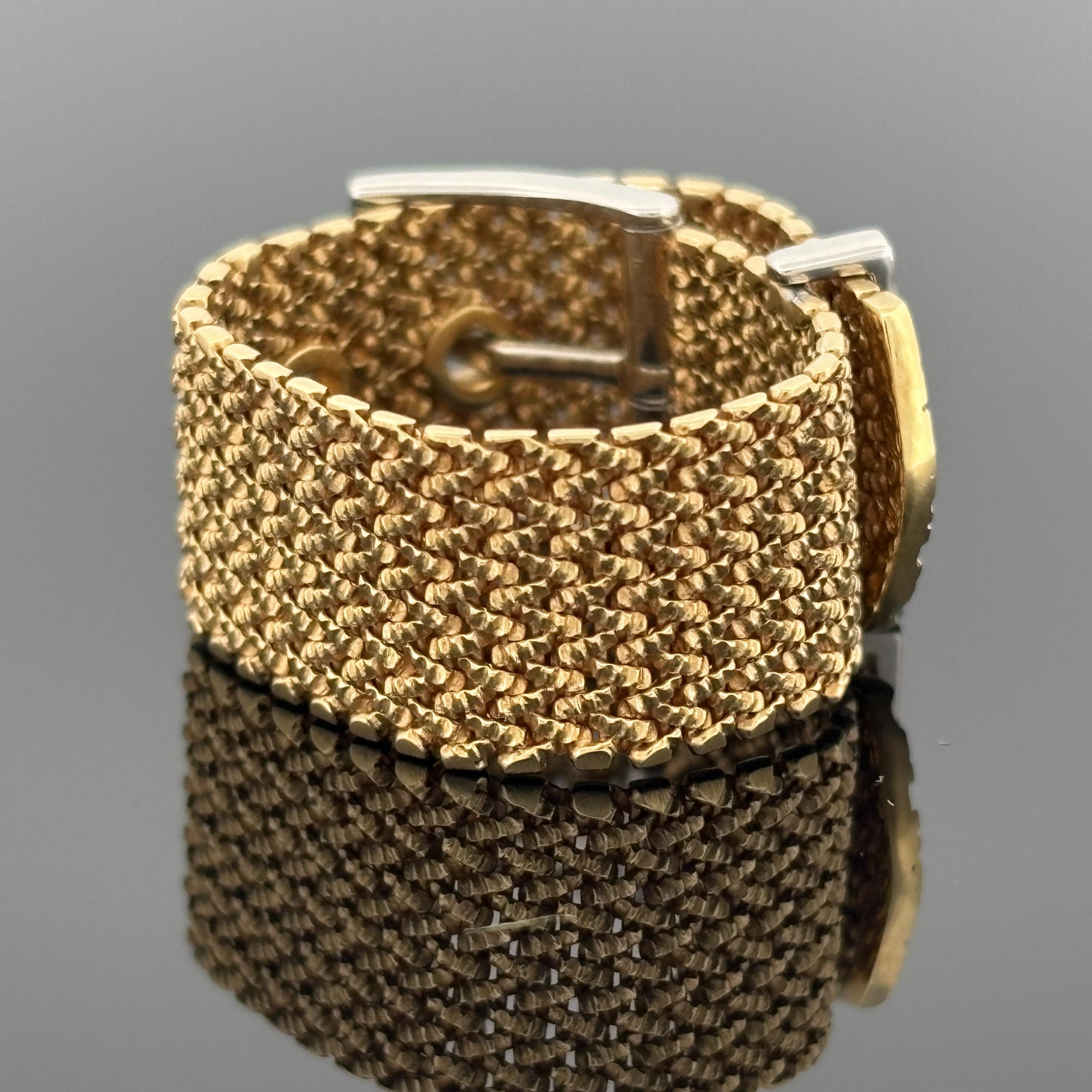 H. Stern Adjustable & Flexible 18k Gold Belt Ring w/ Diamonds Sz 8 or 6