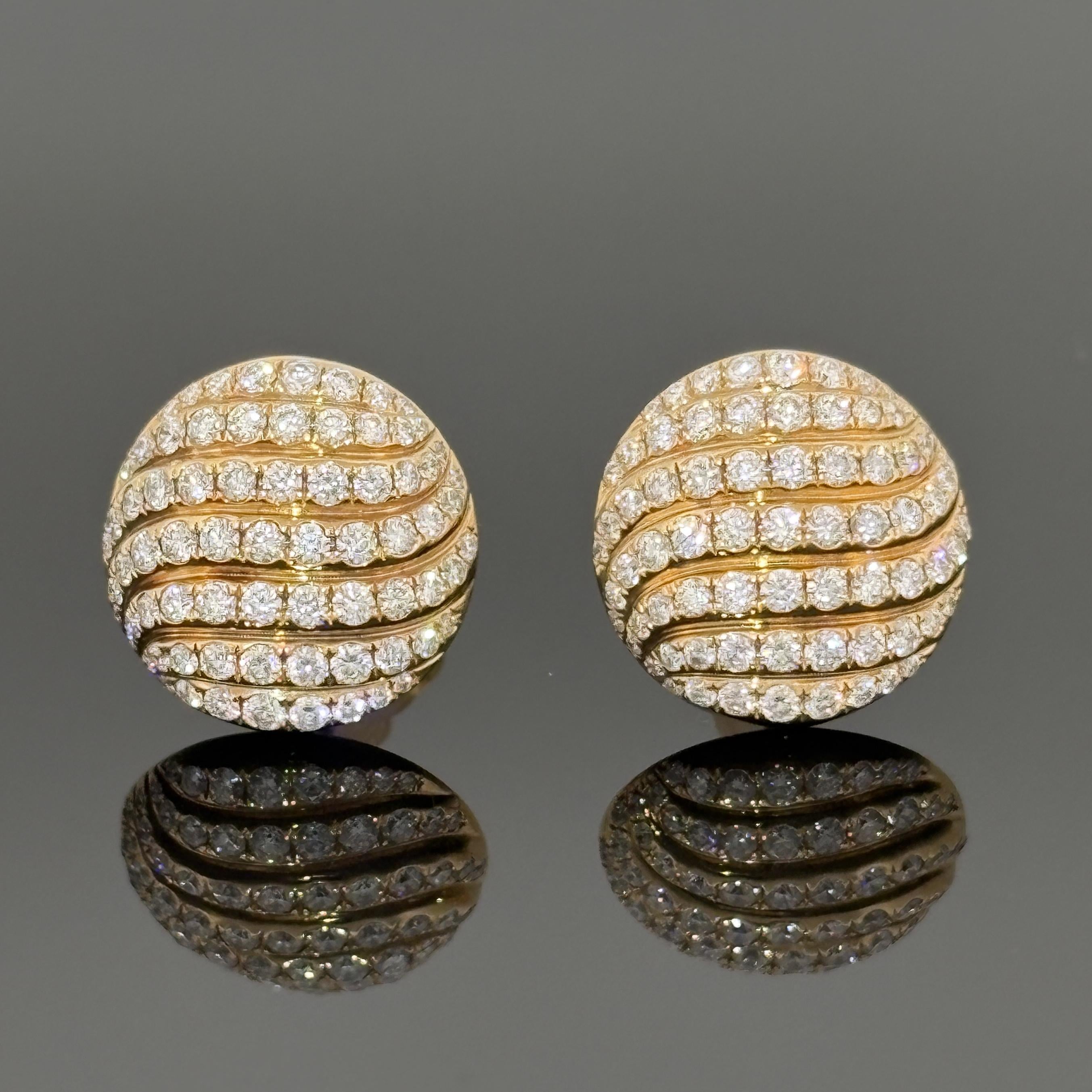 David Yurman Sculpted Cable Stud Earrings 18K Yellow Gold with Diamonds, 14mm
