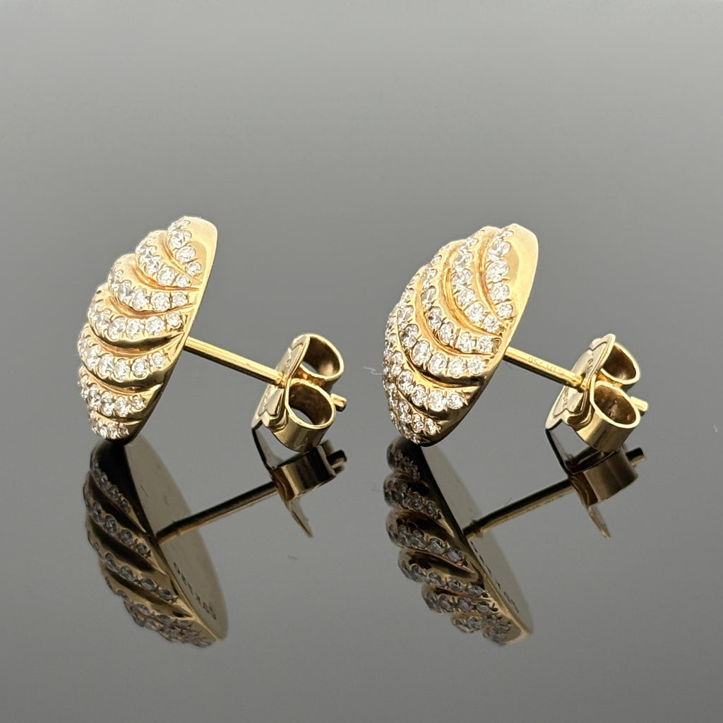 David Yurman Sculpted Cable Stud Earrings 18K Yellow Gold with Diamonds, 14mm