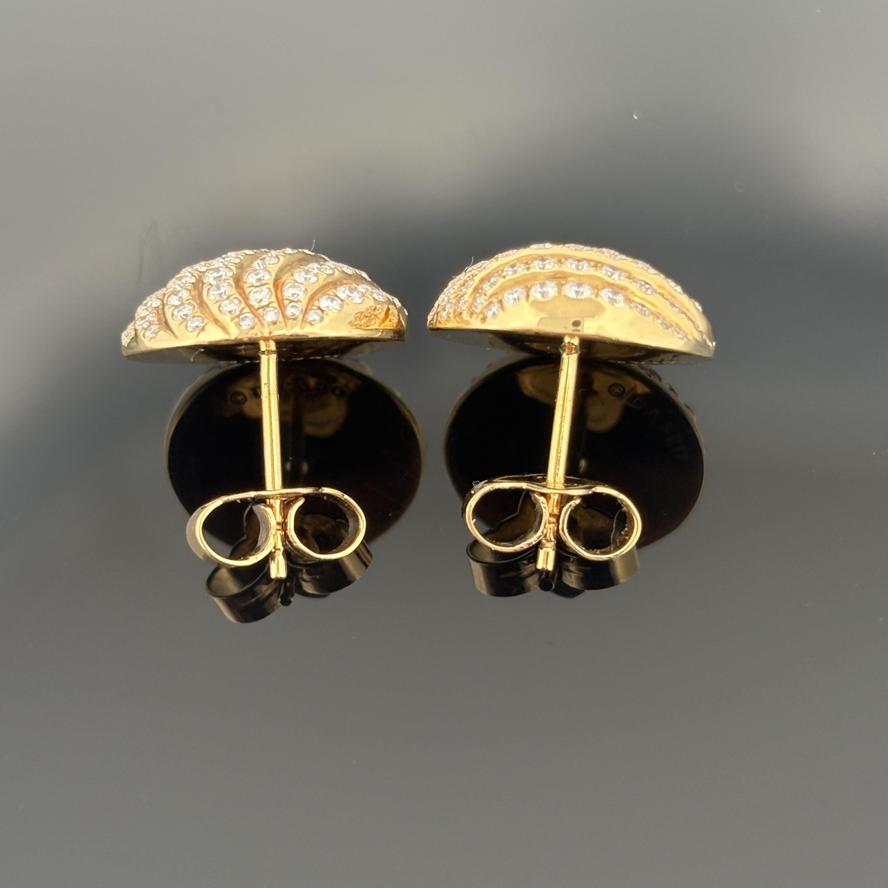 David Yurman Sculpted Cable Stud Earrings 18K Yellow Gold with Diamonds, 14mm