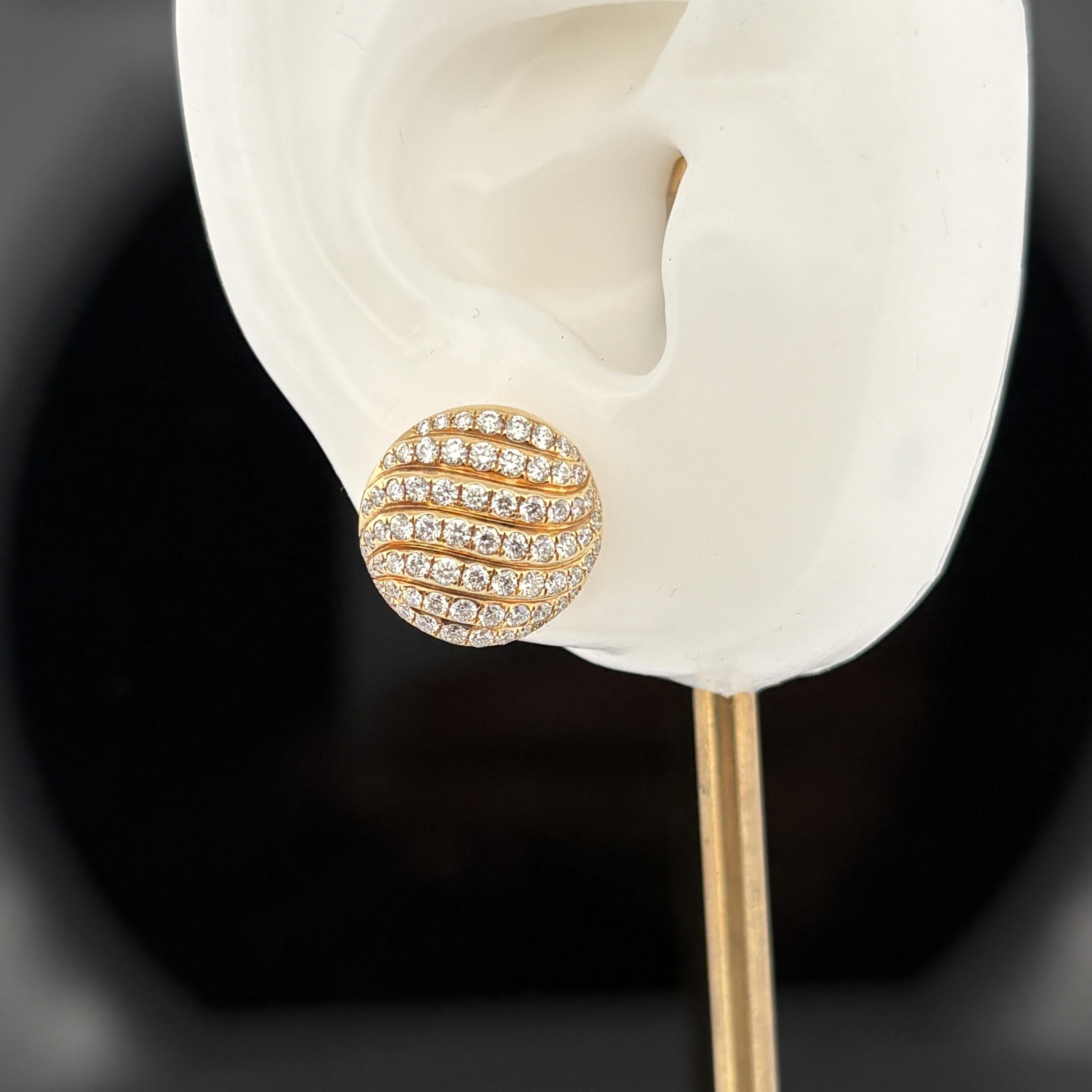 David Yurman Sculpted Cable Stud Earrings 18K Yellow Gold with Diamonds, 14mm