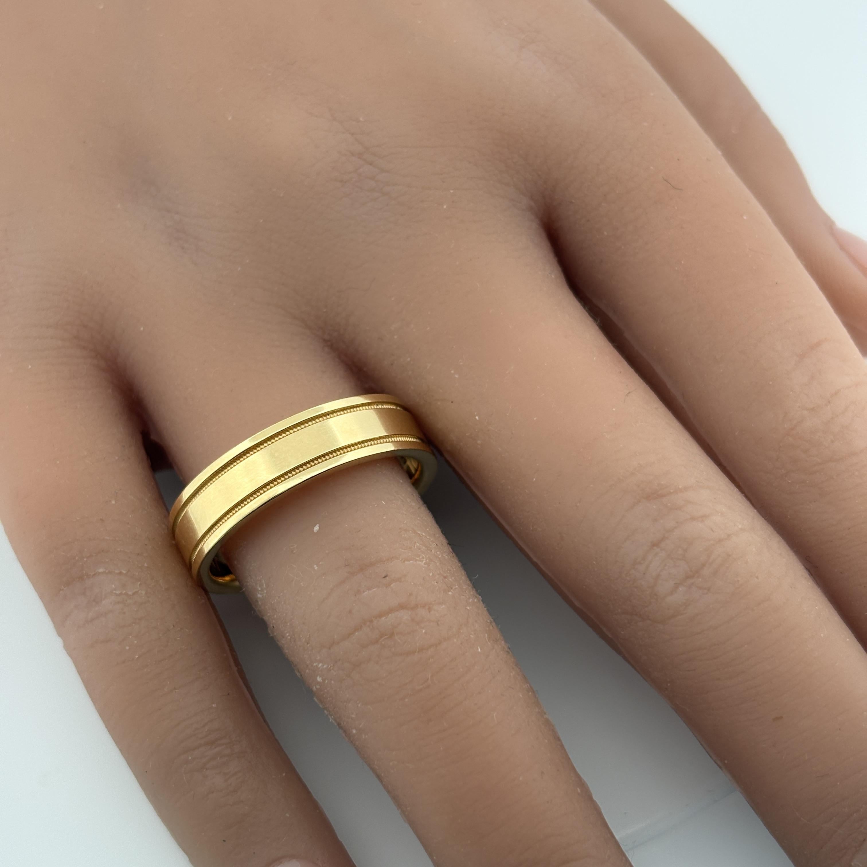 Tiffany & Co Together Milgrain Wedding Band 6mm 18k Yellow Gold Sz 11 3/4