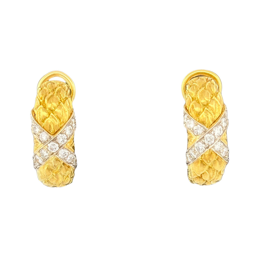 Seidengang Laurel Semi-Hoop Earrings 18k Gold & Diamond