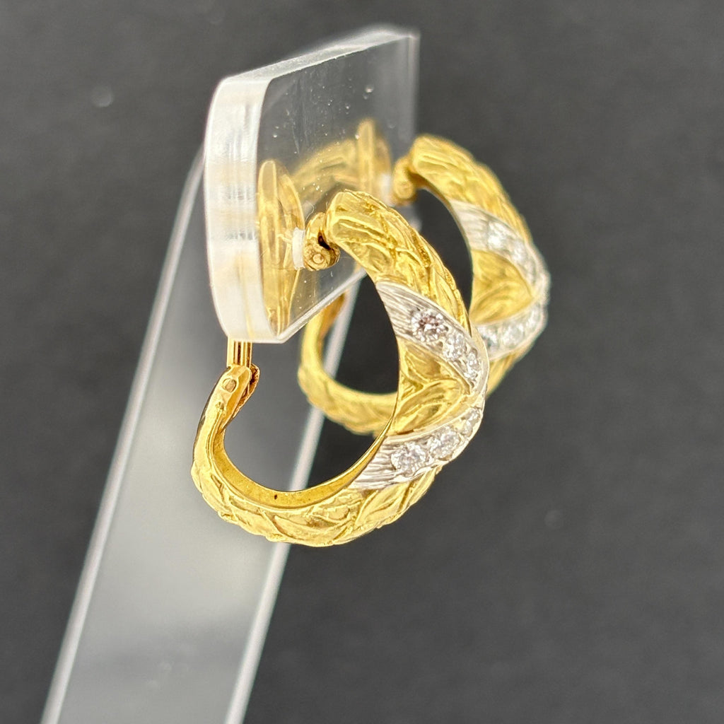 Seidengang Laurel Semi-Hoop Earrings 18k Gold & Diamond