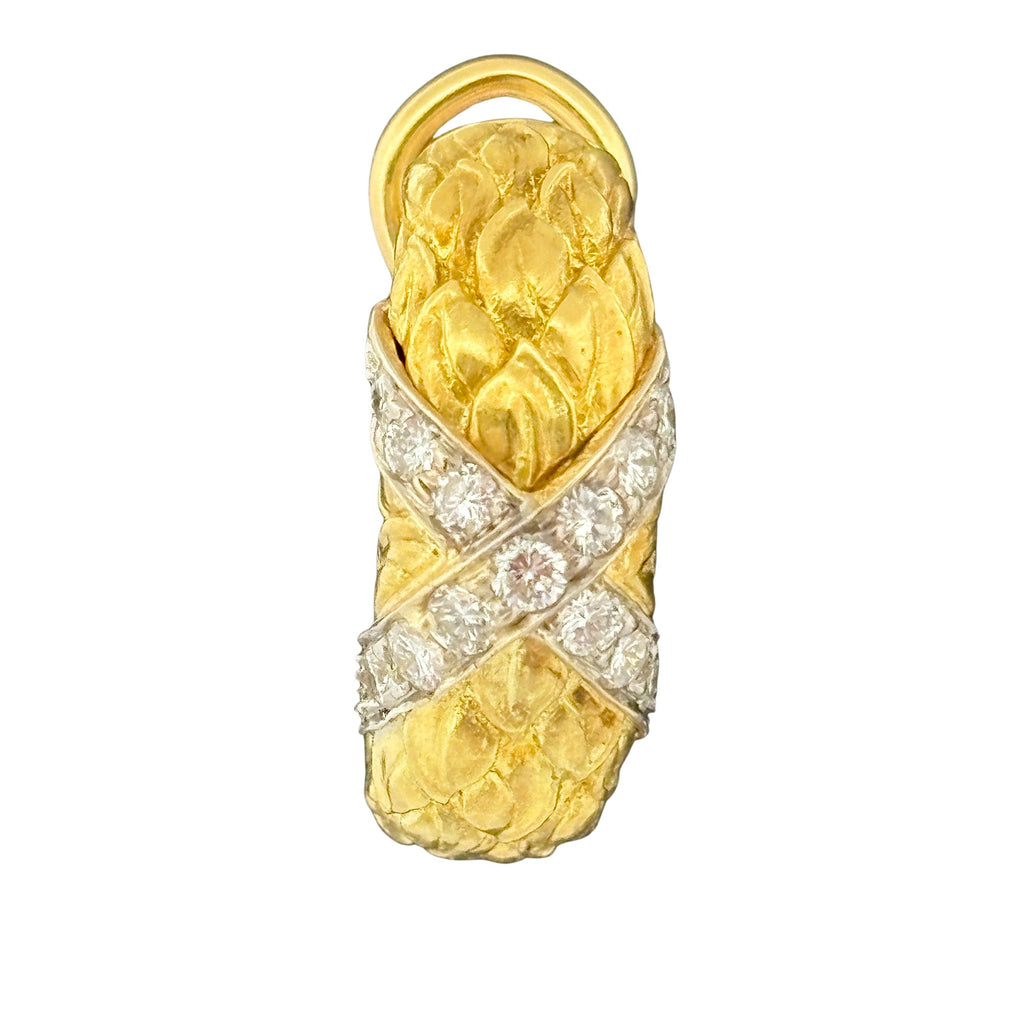 Seidengang Laurel Semi-Hoop Earrings 18k Gold & Diamond