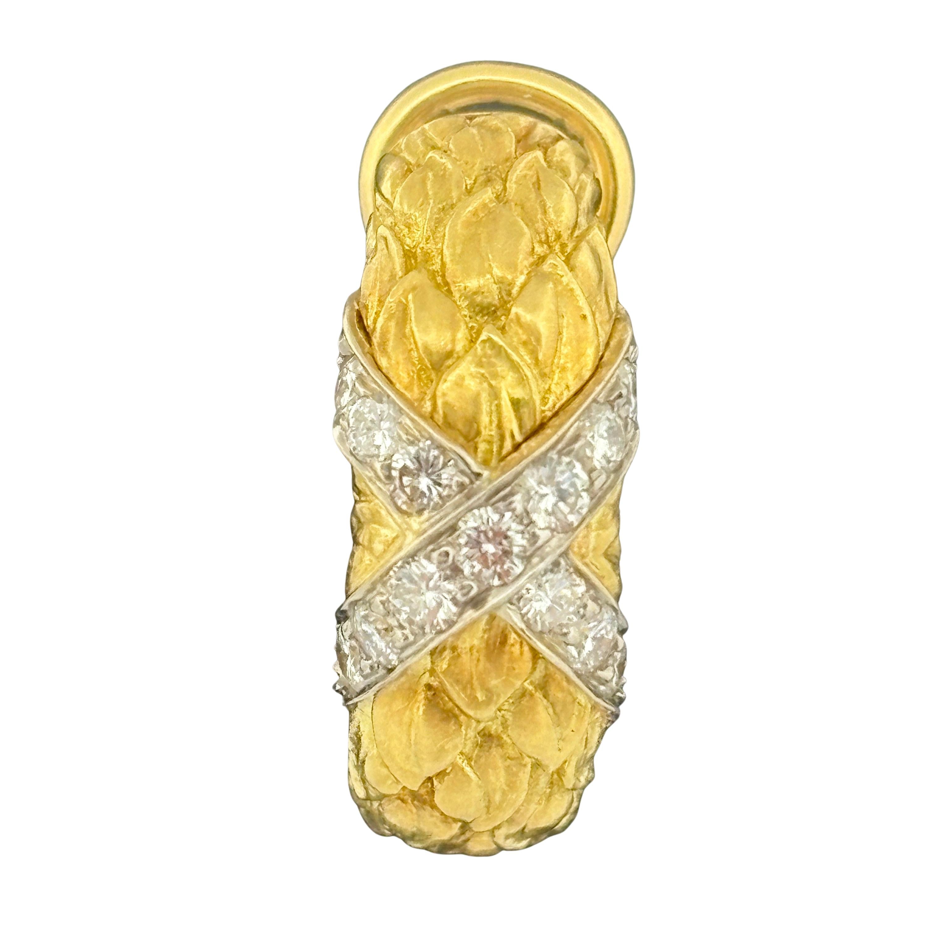 Seidengang Laurel Semi-Hoop Earrings 18k Gold & Diamond