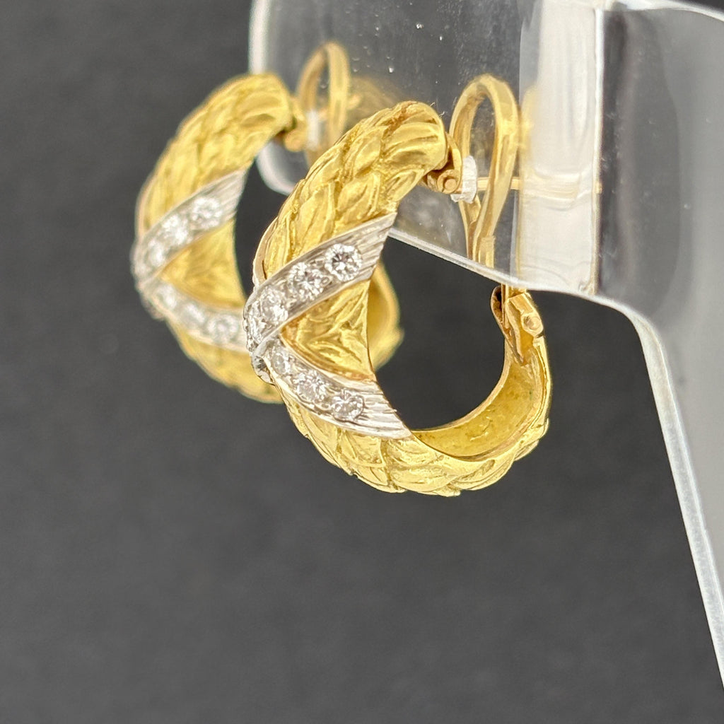 Seidengang Laurel Semi-Hoop Earrings 18k Gold & Diamond