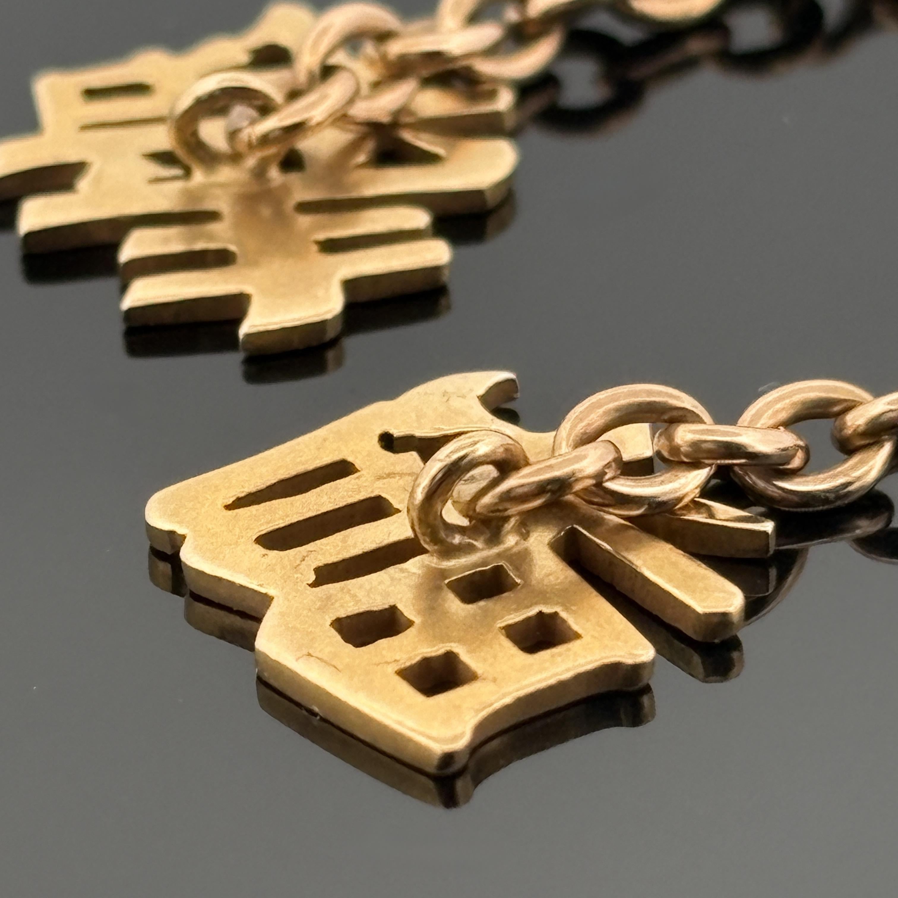 Vintage Mid-Century Chinese Character Fú Shò Cufflinks 18K Yellow Gold