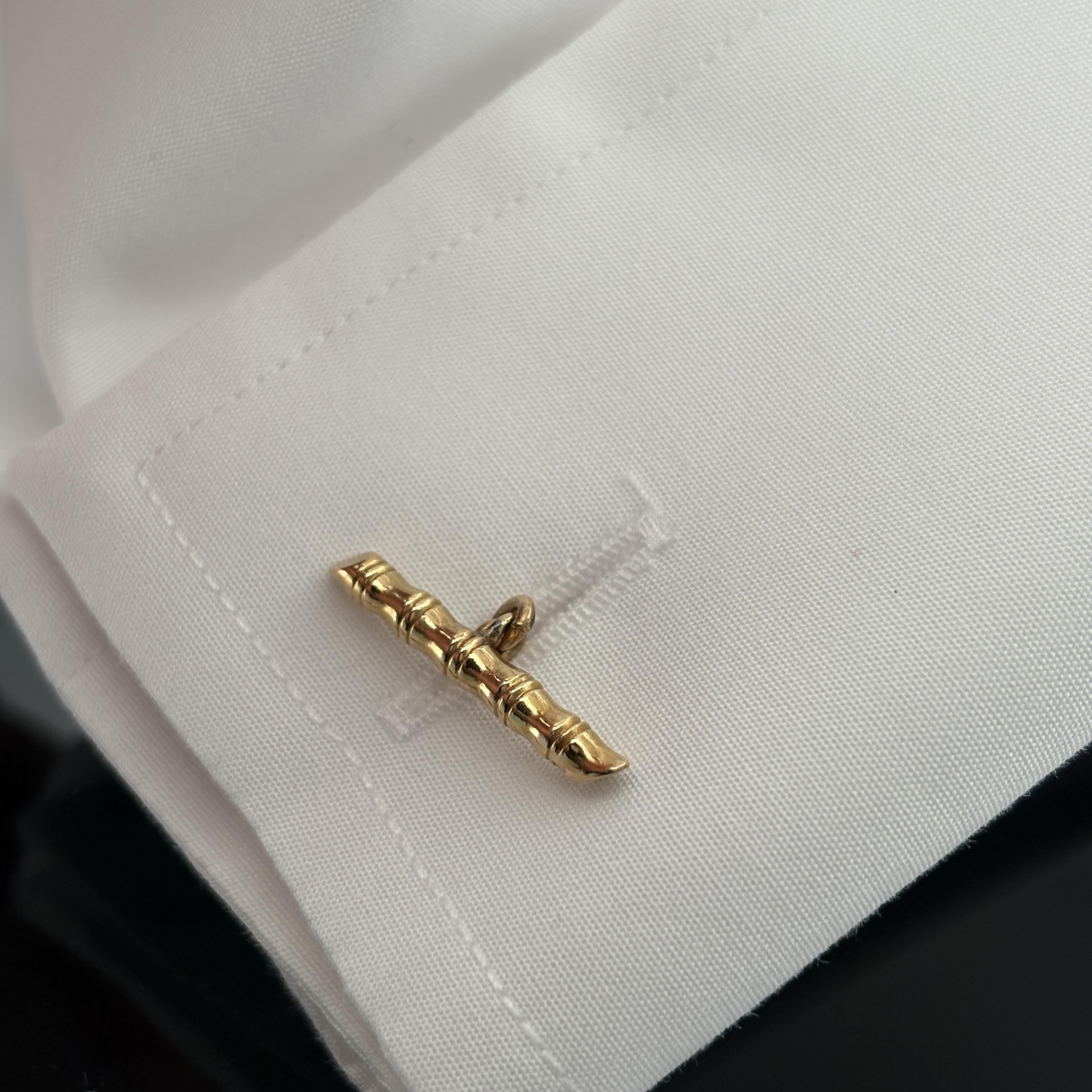 Vintage Mid-Century Chinese Character Fú Shò Cufflinks 18K Yellow Gold