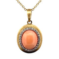 Effy Coral Cabochon & Diamond Pendant Necklace Satin Finish 14k Yellow Gold