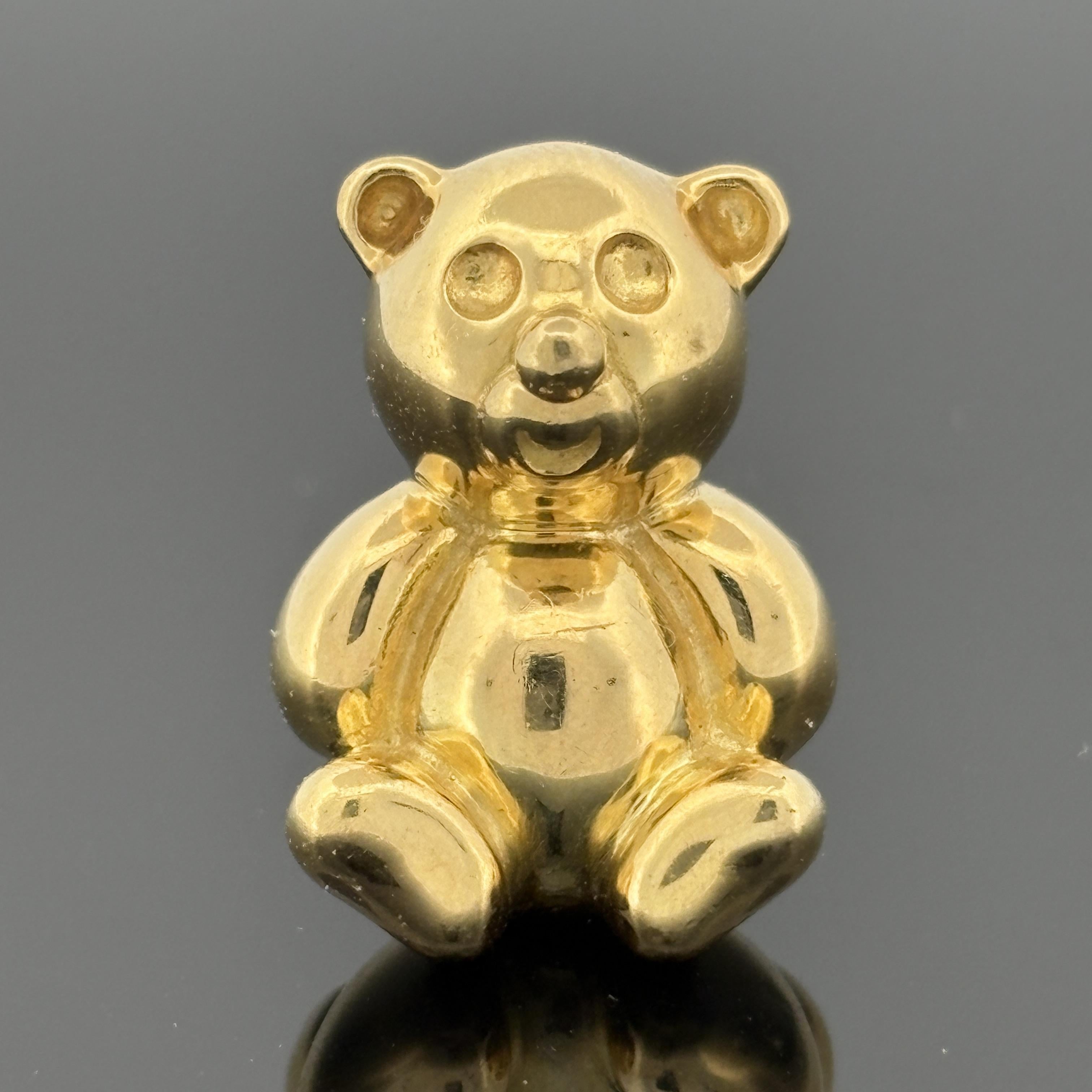 Vintage Teddy Bear Pin 18k Yellow Gold, Italy, Mara Buzio
