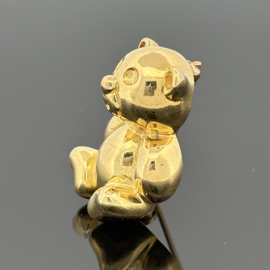 Vintage Teddy Bear Pin 18k Yellow Gold, Italy, Mara Buzio
