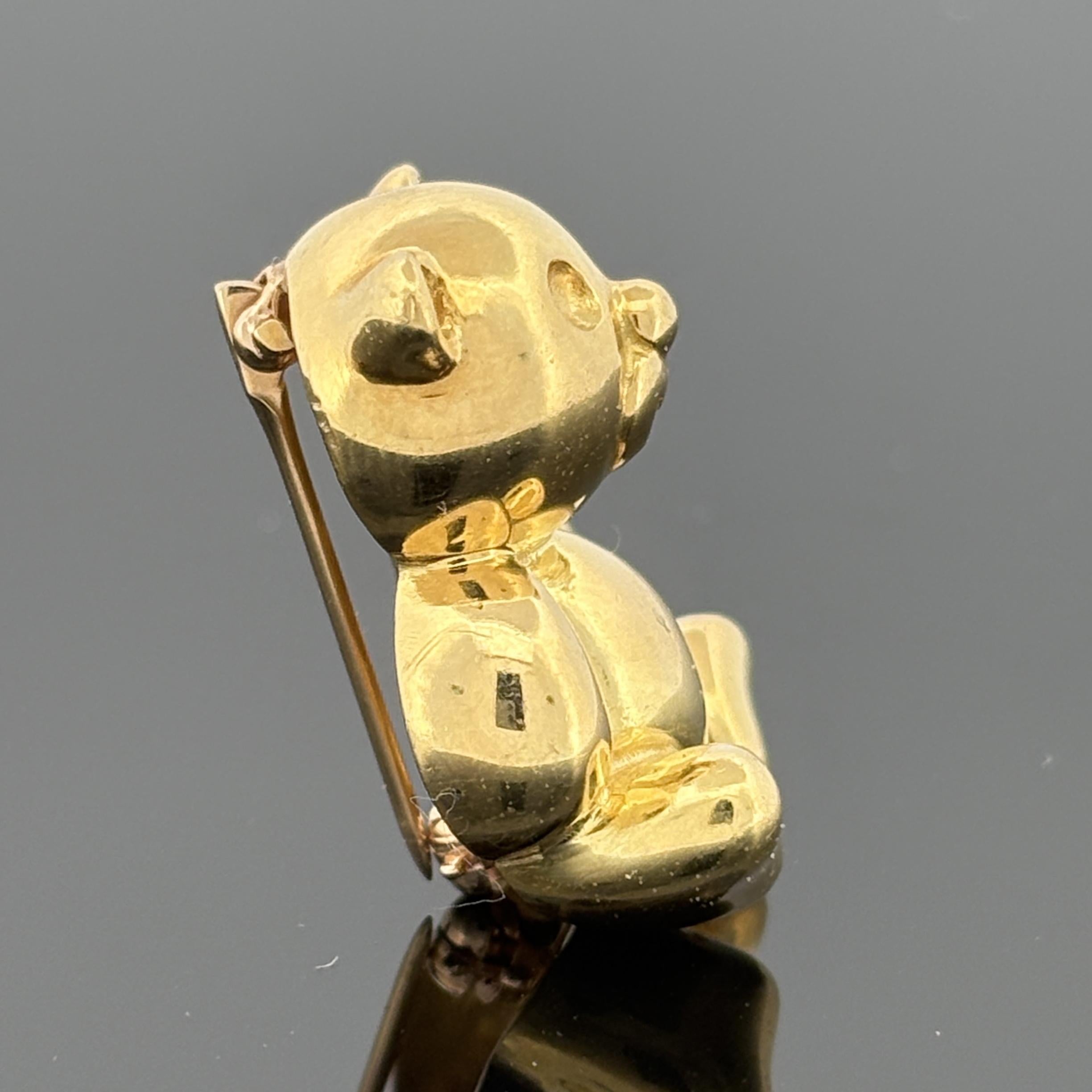 Vintage Teddy Bear Pin 18k Yellow Gold, Italy, Mara Buzio