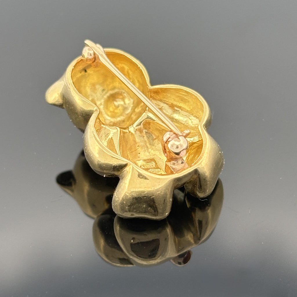 Vintage Teddy Bear Pin 18k Yellow Gold, Italy, Mara Buzio