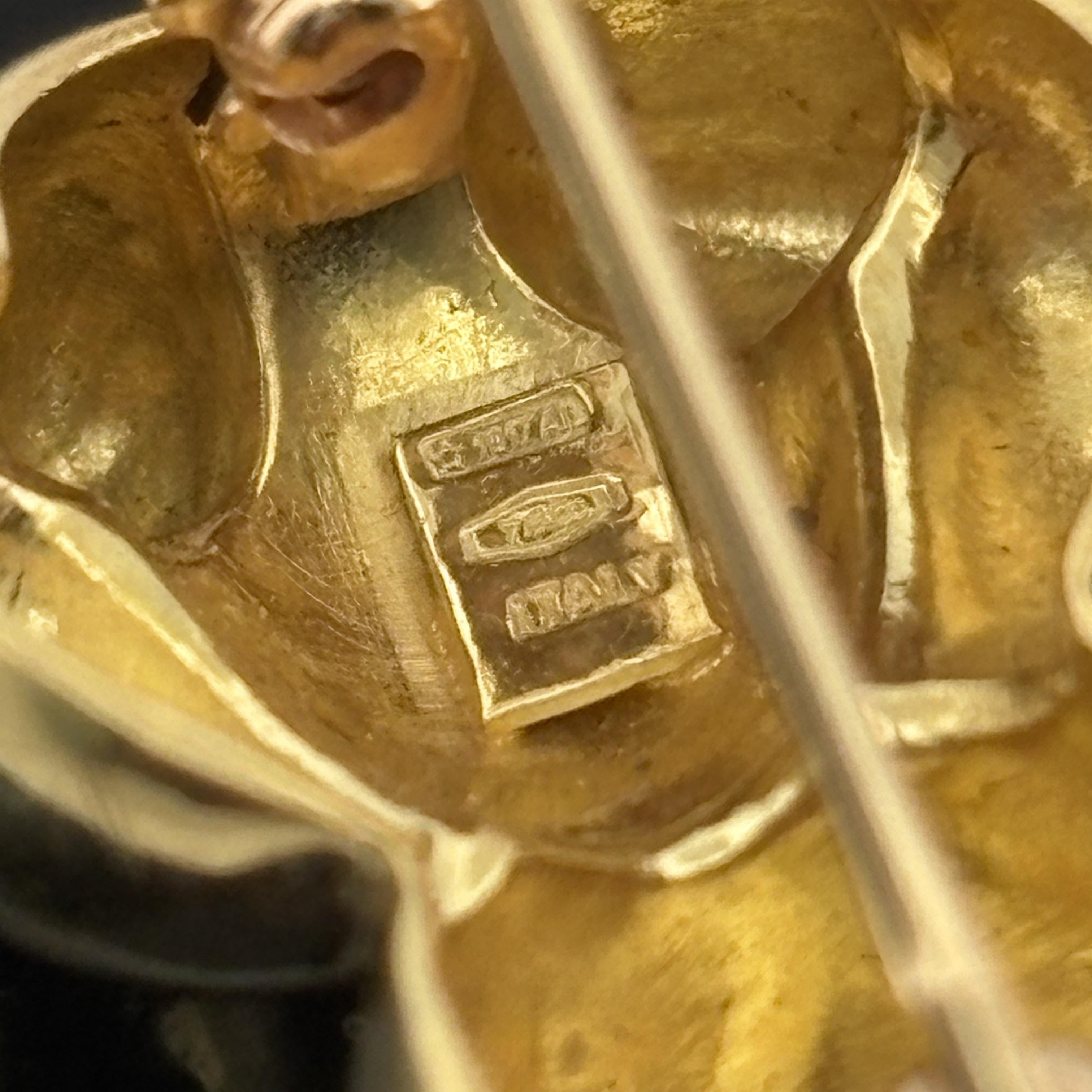 Vintage Teddy Bear Pin 18k Yellow Gold, Italy, Mara Buzio