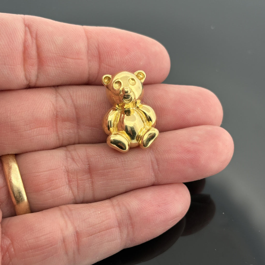 Vintage Teddy Bear Pin 18k Yellow Gold, Italy, Mara Buzio