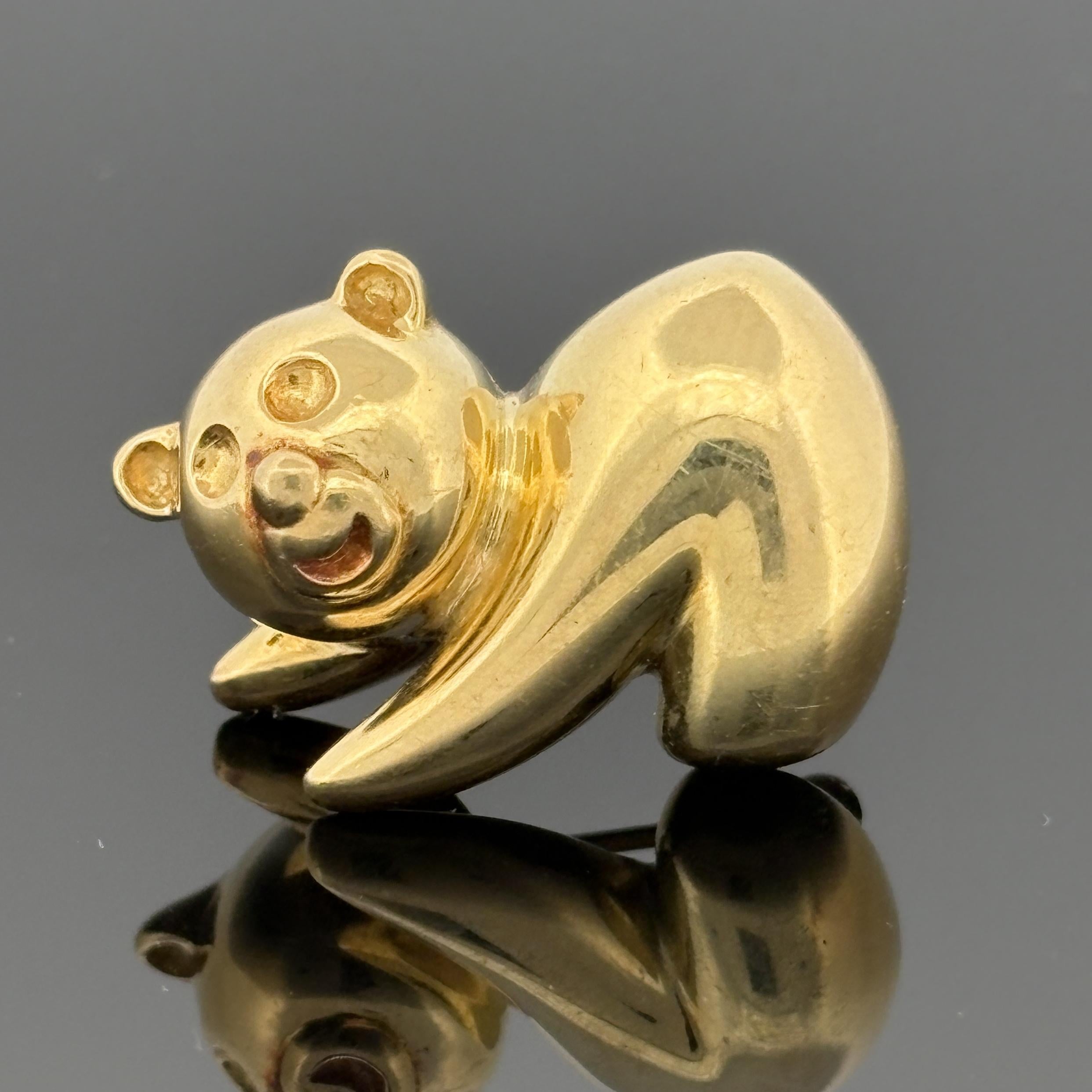 Vinatge Teddy Bear Pin 18k Yellow Gold, Italy, Mara Buzio