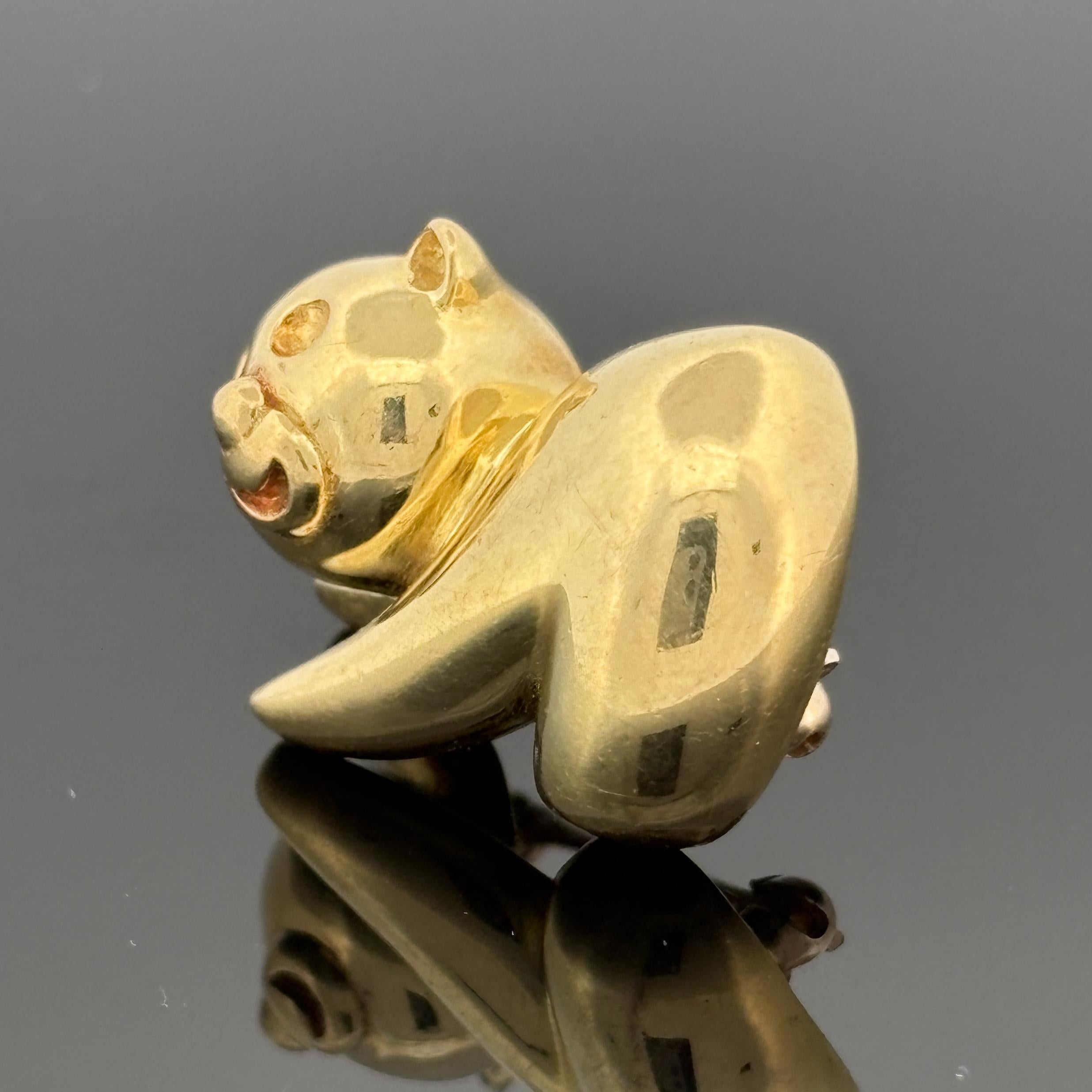Vinatge Teddy Bear Pin 18k Yellow Gold, Italy, Mara Buzio