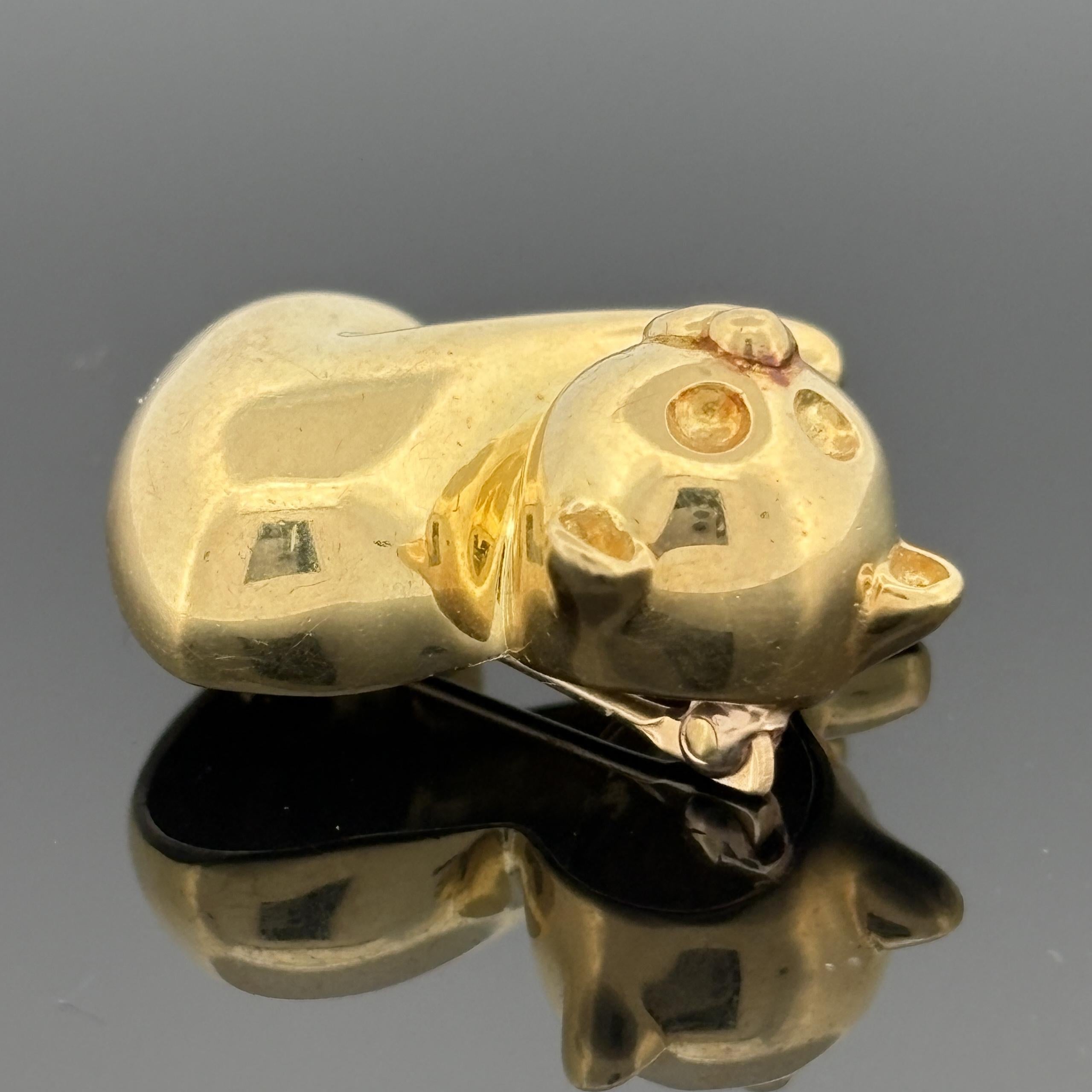 Vinatge Teddy Bear Pin 18k Yellow Gold, Italy, Mara Buzio