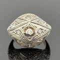 Antique Edwardian/ Art Deco 14k & Silver Diamond Dome Ring