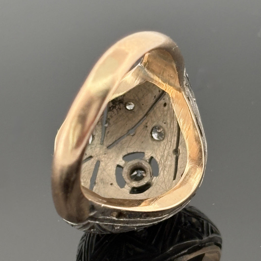 Antique Edwardian/ Art Deco 14k & Silver Diamond Dome Ring