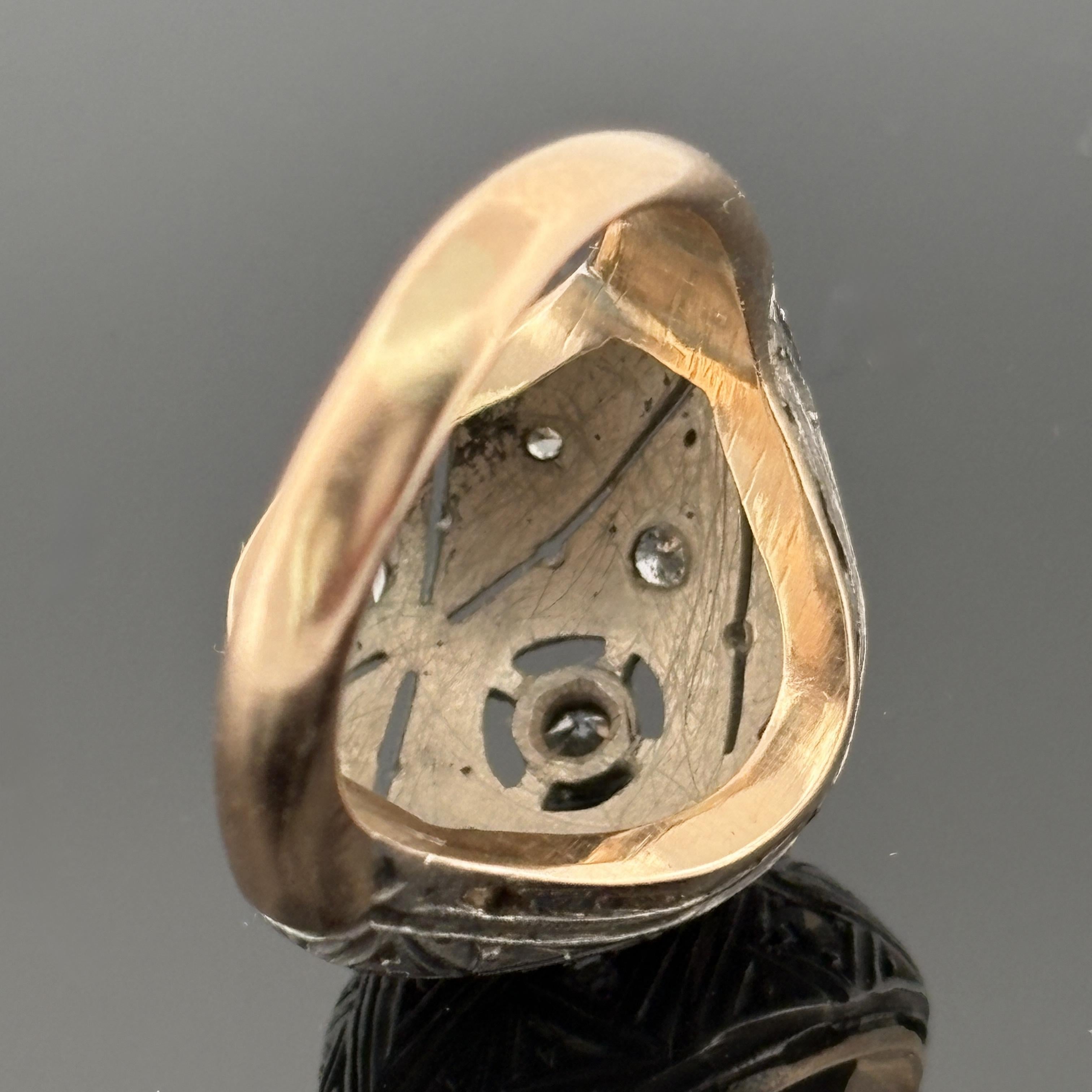 Antique Edwardian/ Art Deco 14k & Silver Diamond Dome Ring