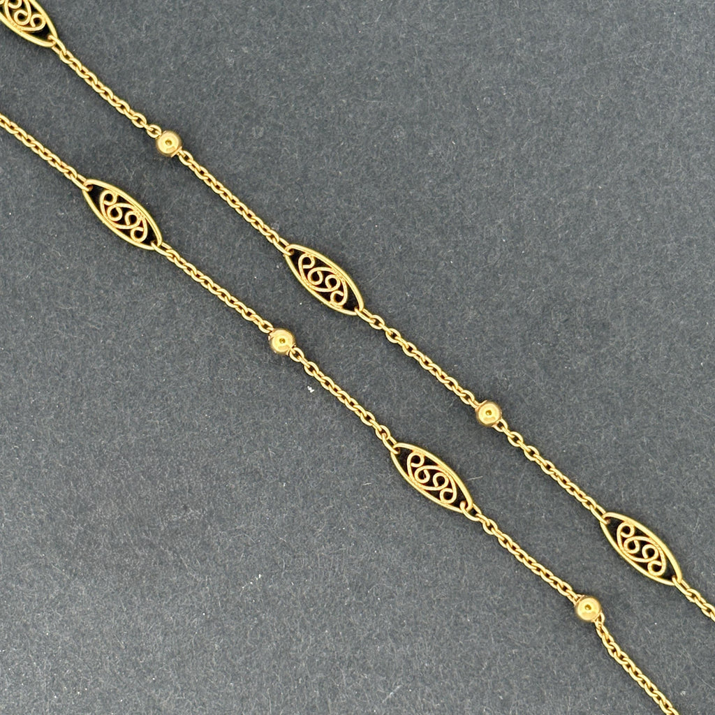 Antique French 18k Yellow Gold Chain Necklace 21" Belle Epoque, ca. 1910