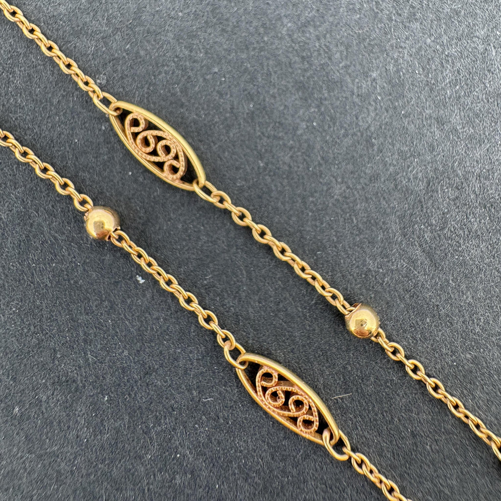 Antique French 18k Yellow Gold Chain Necklace 21" Belle Epoque, ca. 1910