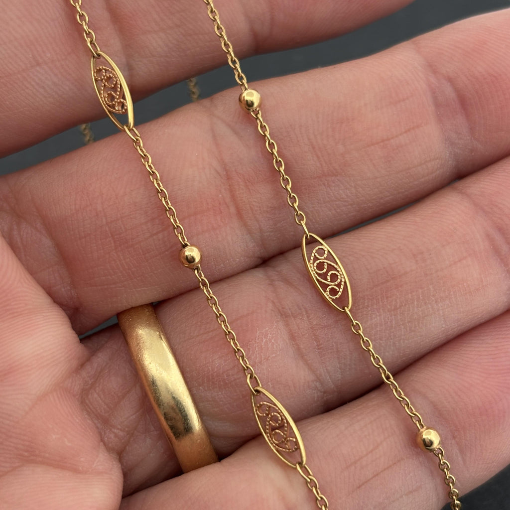 Antique French 18k Yellow Gold Chain Necklace 21" Belle Epoque, ca. 1910