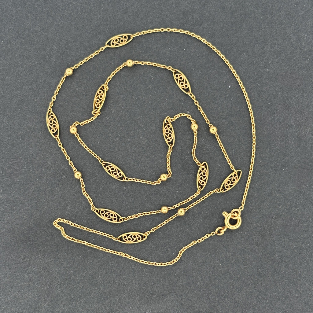 Antique French 18k Yellow Gold Chain Necklace 21" Belle Epoque, ca. 1910