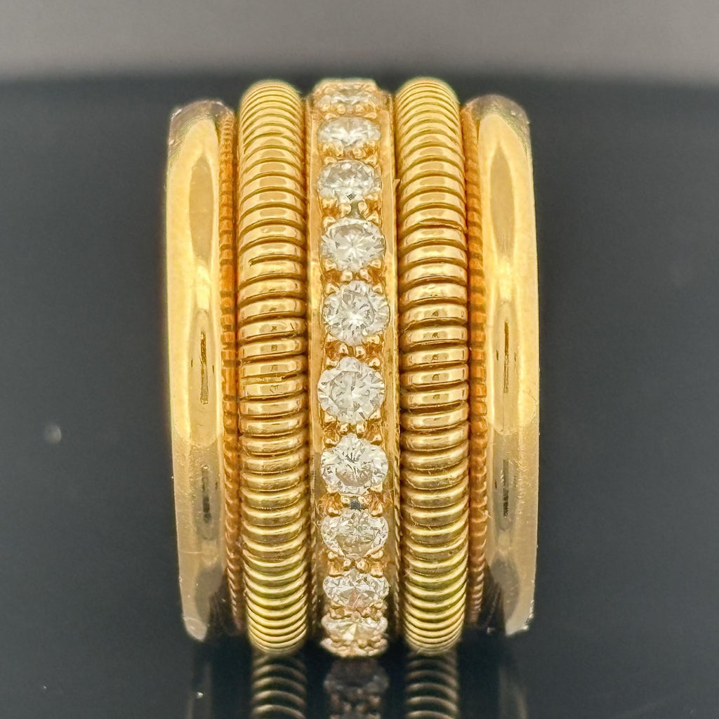 Vintage Tubogas Diamond Band Ring, 18K Yellow Gold 1.44 CTW, Circa 1980s