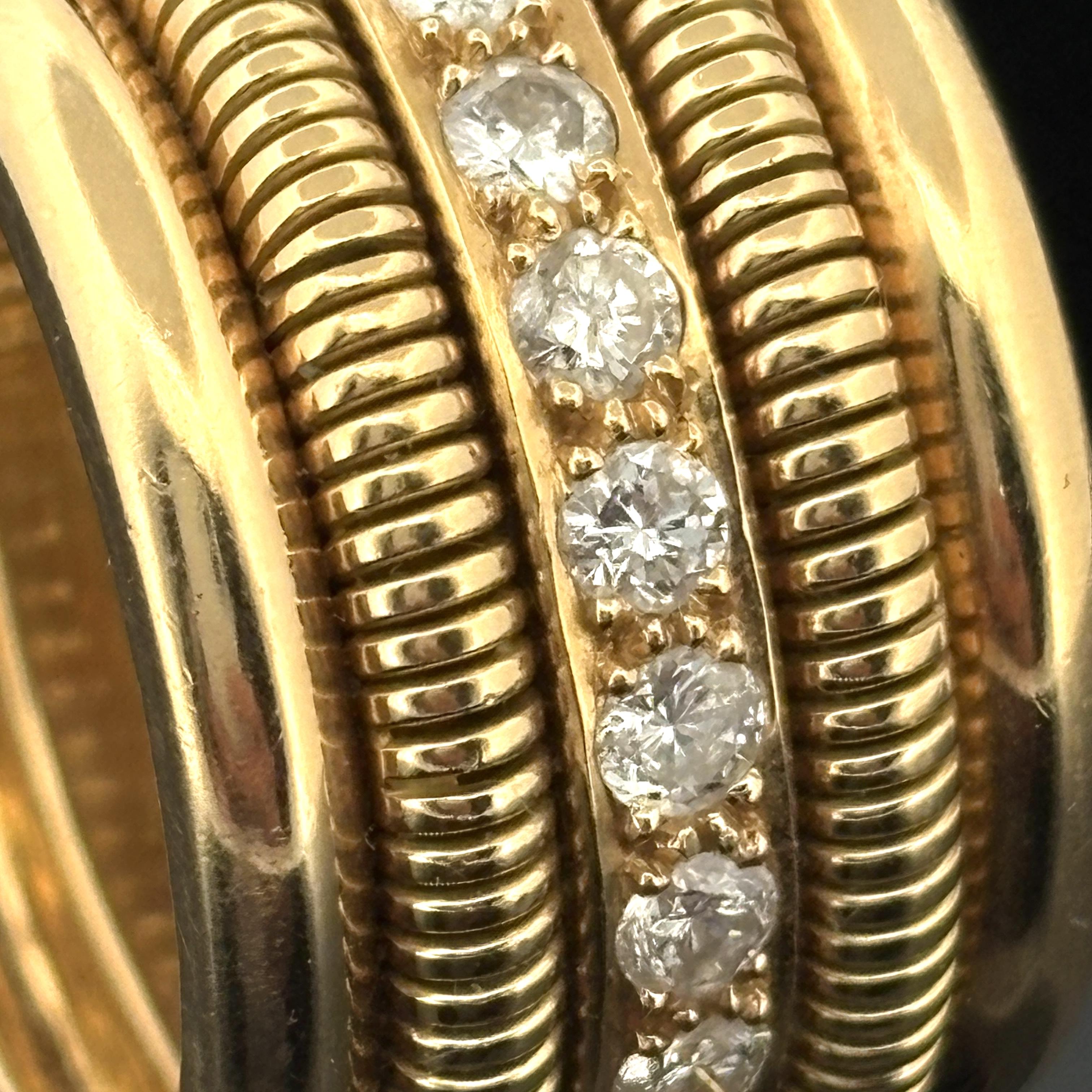Vintage Tubogas Diamond Band Ring, 18K Yellow Gold 1.44 CTW, Circa 1980s