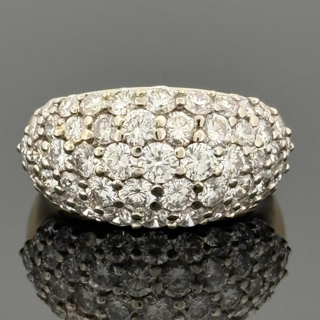 Estate 3.40ct Pavé Diamond Dome Ring 18k Yellow Gold - G/VS